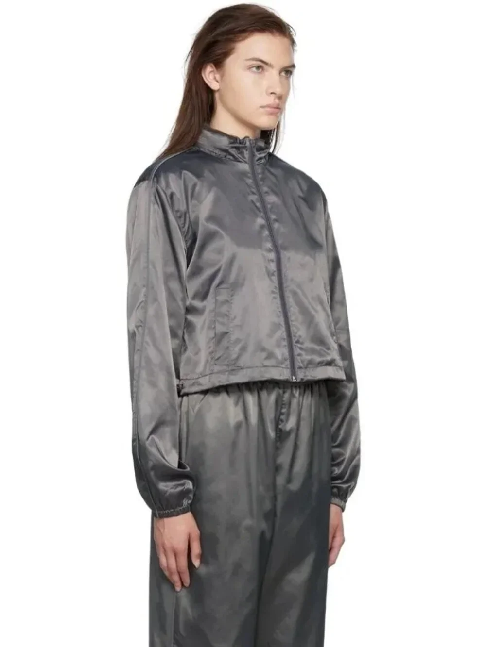 Skims Utility Sport Zip Up Jacket in Gunmetal
